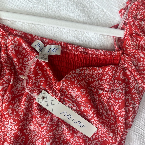 She&Sky Red and White Floral Dress - Picture 3 of 3